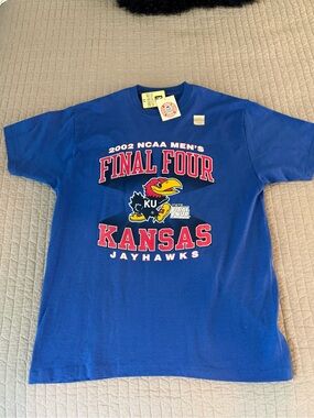 THREE vintage 100% cotton Kansas Jayhawks BlueTees